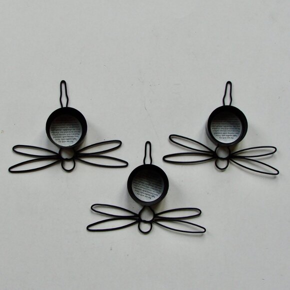 8 Black Candle Tealight Holders Metal Dragonfly Whimsigoth Goth Decor - Picture 14 of 15